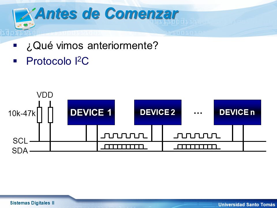 Antes de Comenzar ¿Qué vimos anteriormente Protocolo I2C DEVICE 1 …