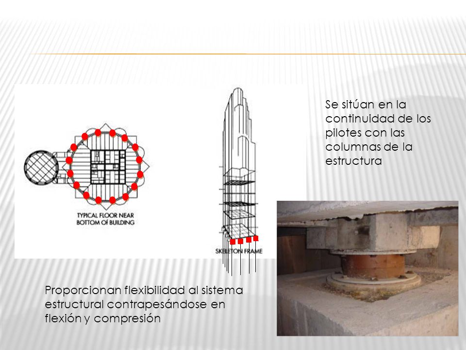 Se sitúan en la continuidad de los pilotes con las columnas de la estructura