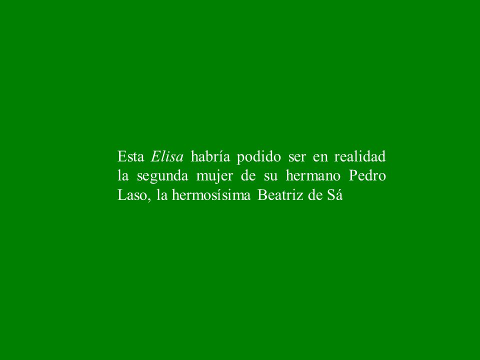Esta Elisa habría podido ser en realidad la segunda mujer de su hermano Pedro Laso, la hermosísima Beatriz de Sá