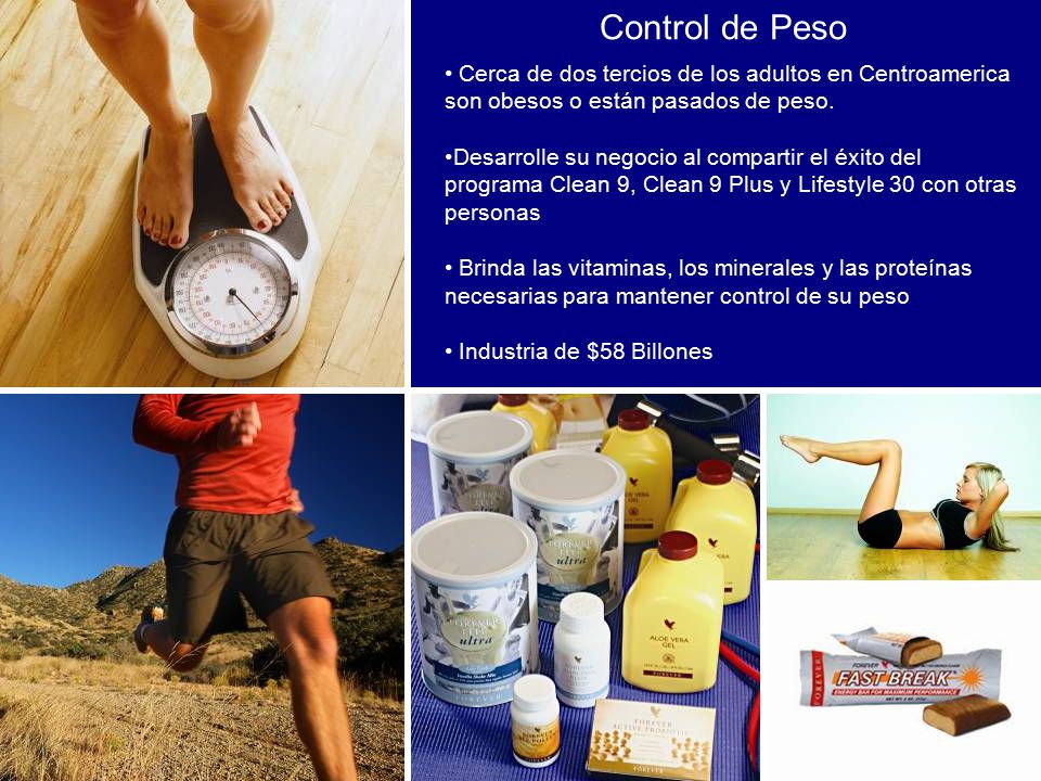 Control de Peso • Cerca de dos tercios de los adultos en Centroamerica son obesos o están pasados de peso.