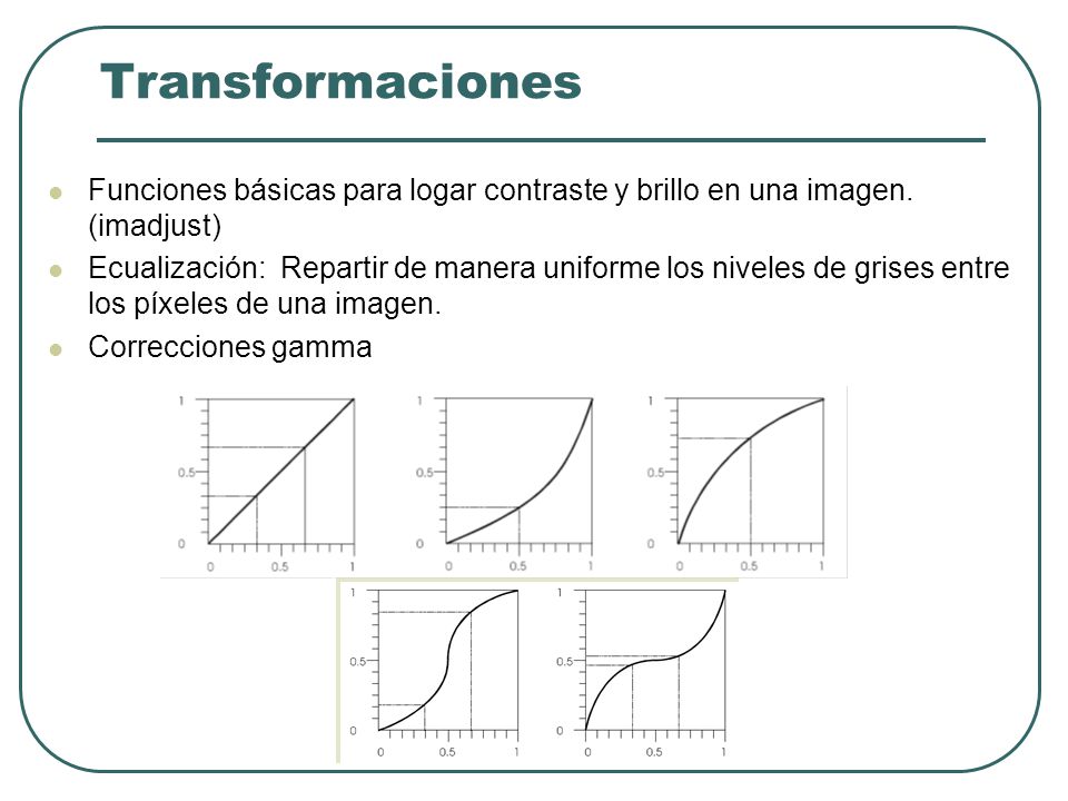 Transformaciones Funciones básicas para logar contraste y brillo en una imagen. (imadjust)