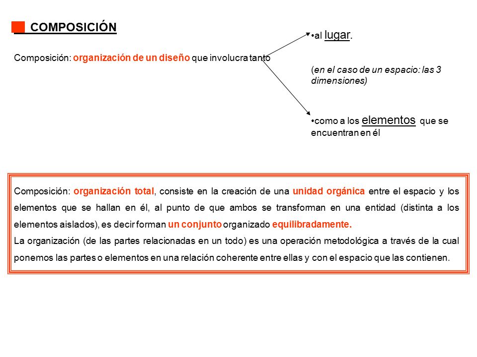 COMPOSICIÓN Composición: organización de un diseño que involucra tanto.