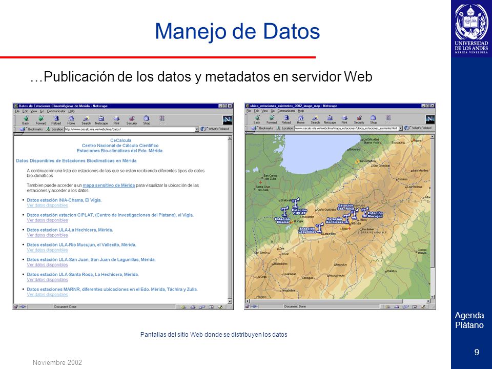 Manejo de Datos …Publicación de los datos y metadatos en servidor Web