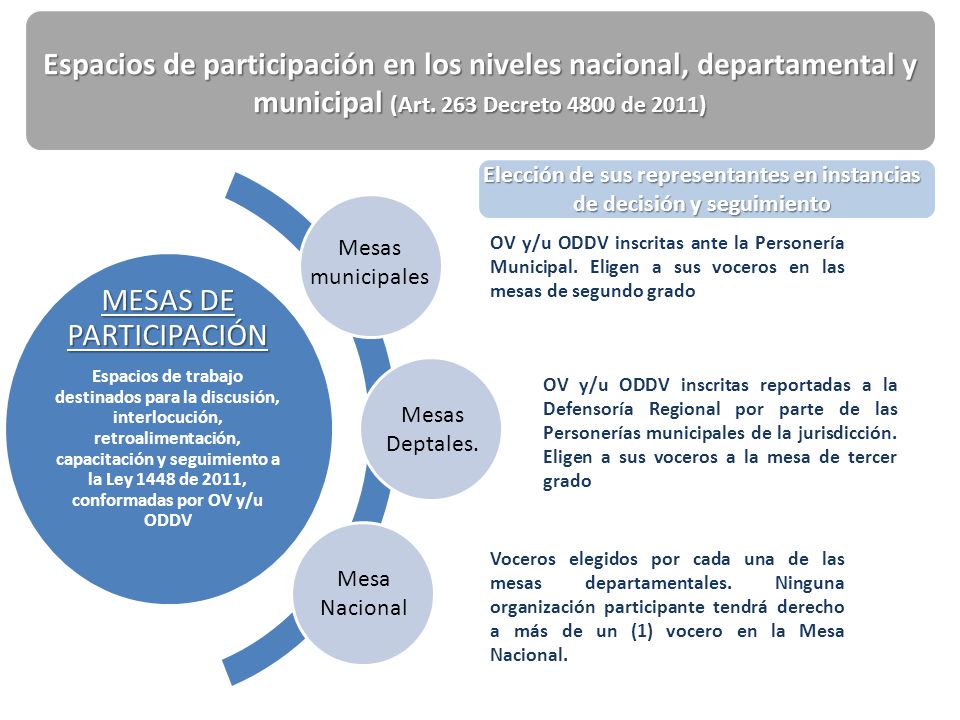Elección de sus representantes en instancias de decisión y seguimiento