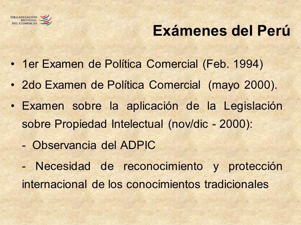 Exámenes del Perú 1er Examen de Política Comercial (Feb. 1994)