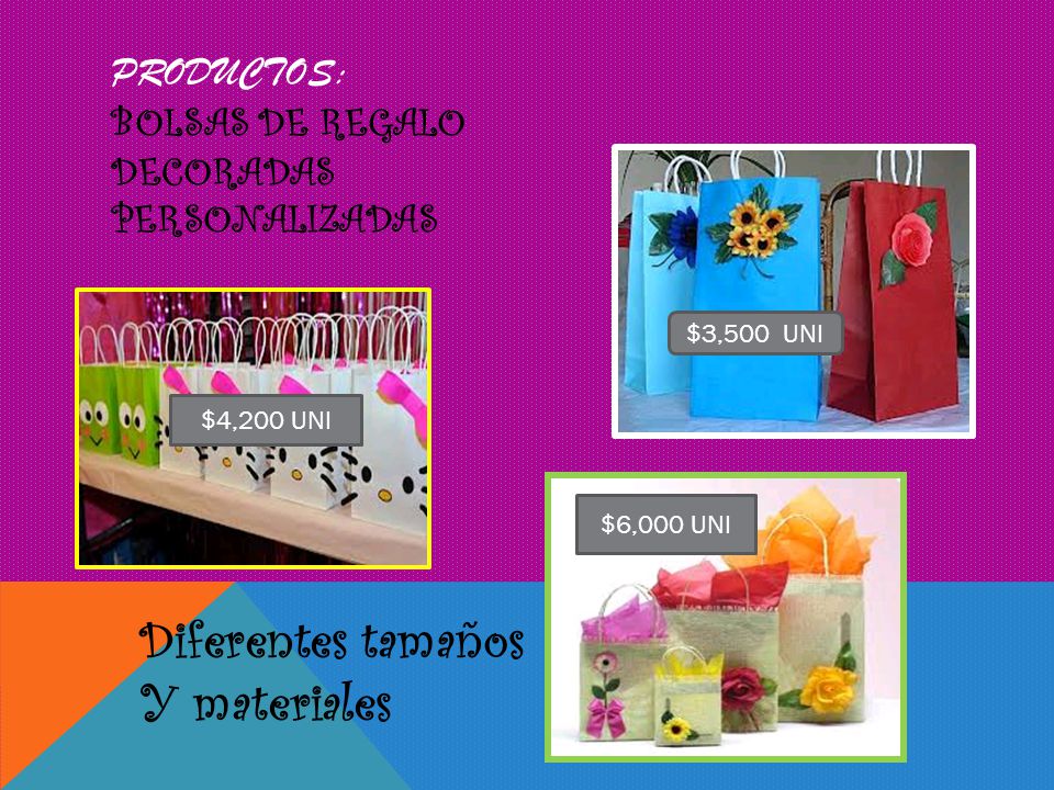 Productos: bolsas de regalo decoradas personalizadas