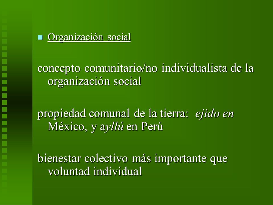 concepto comunitario/no individualista de la organización social