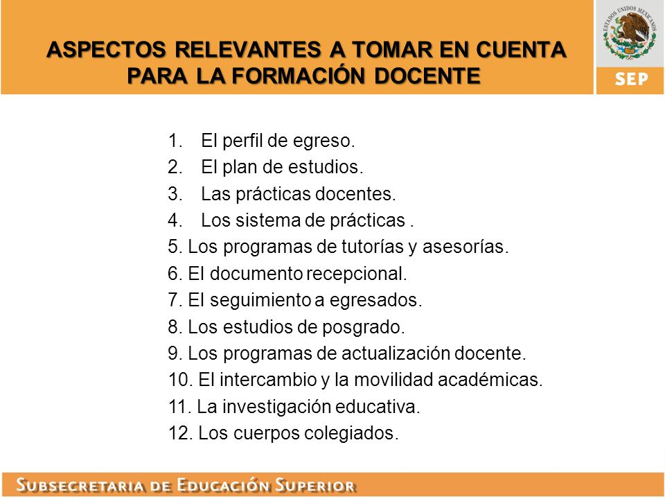 aspectos relevantes a tomar en cuenta para lA FORMACIÓN DOCENTE