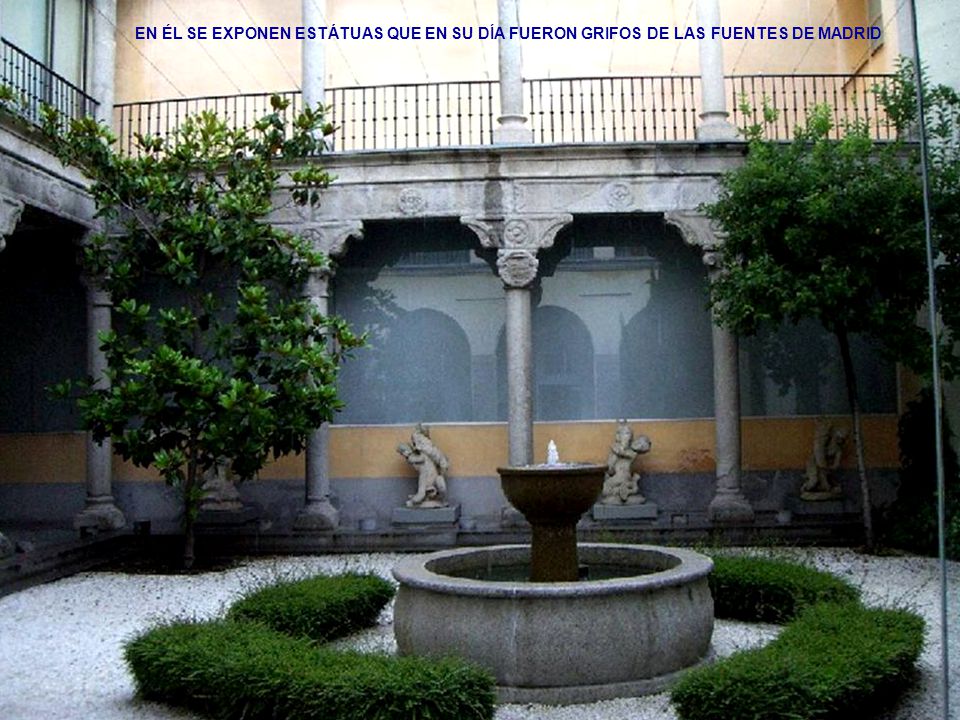 EN ÉL SE EXPONEN ESTÁTUAS QUE EN SU DÍA FUERON GRIFOS DE LAS FUENTES DE MADRID