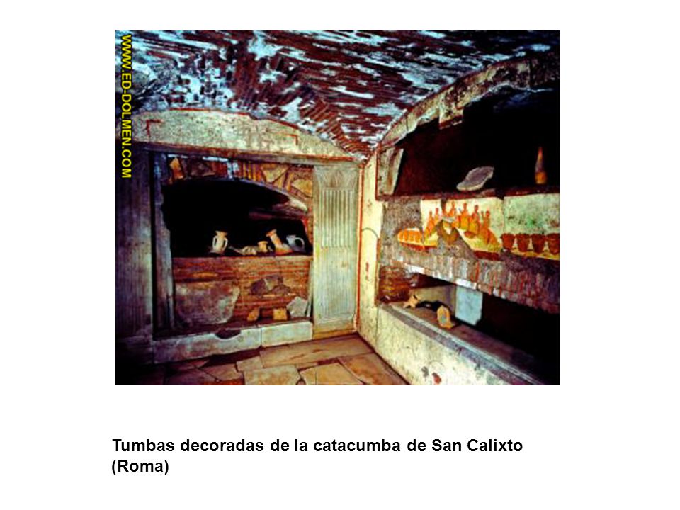 Tumbas decoradas de la catacumba de San Calixto (Roma)