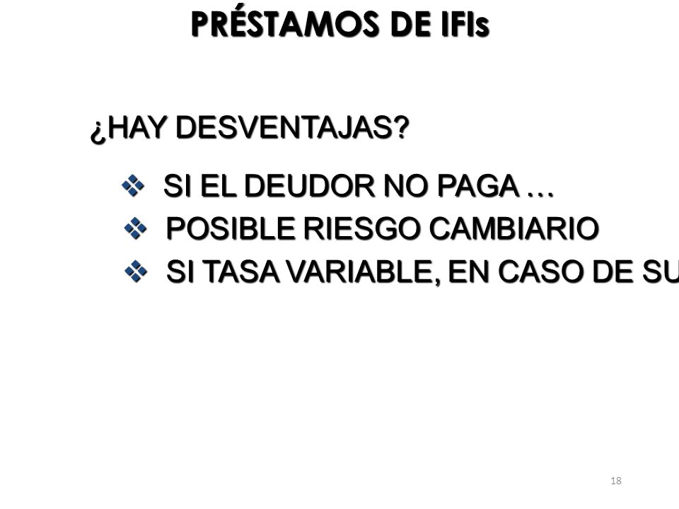 PRÉSTAMOS DE IFIs ¿HAY DESVENTAJAS SI EL DEUDOR NO PAGA …