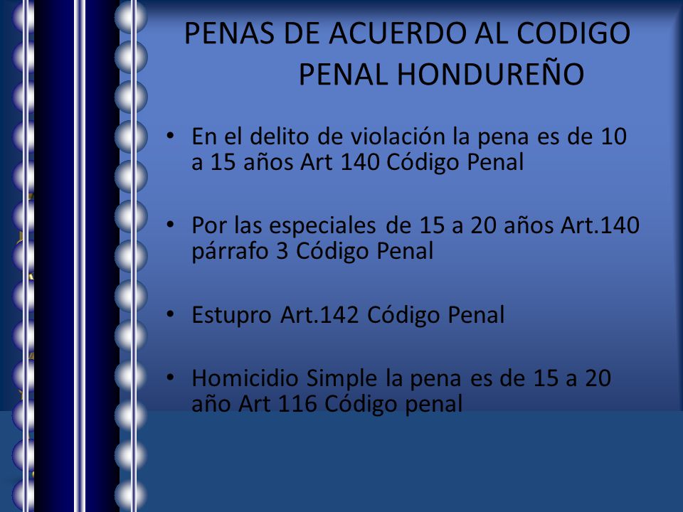 PENAS DE ACUERDO AL CODIGO PENAL HONDUREÑO