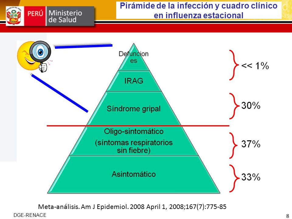 Pirámide de la infección y cuadro clínico en influenza estacional