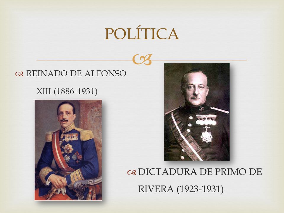 POLÍTICA DICTADURA DE PRIMO DE RIVERA ( ) REINADO DE ALFONSO