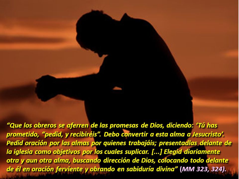 Que los obreros se aferren de las promesas de Dios, diciendo: ‘Tú has prometido, pedid, y recibiréis .