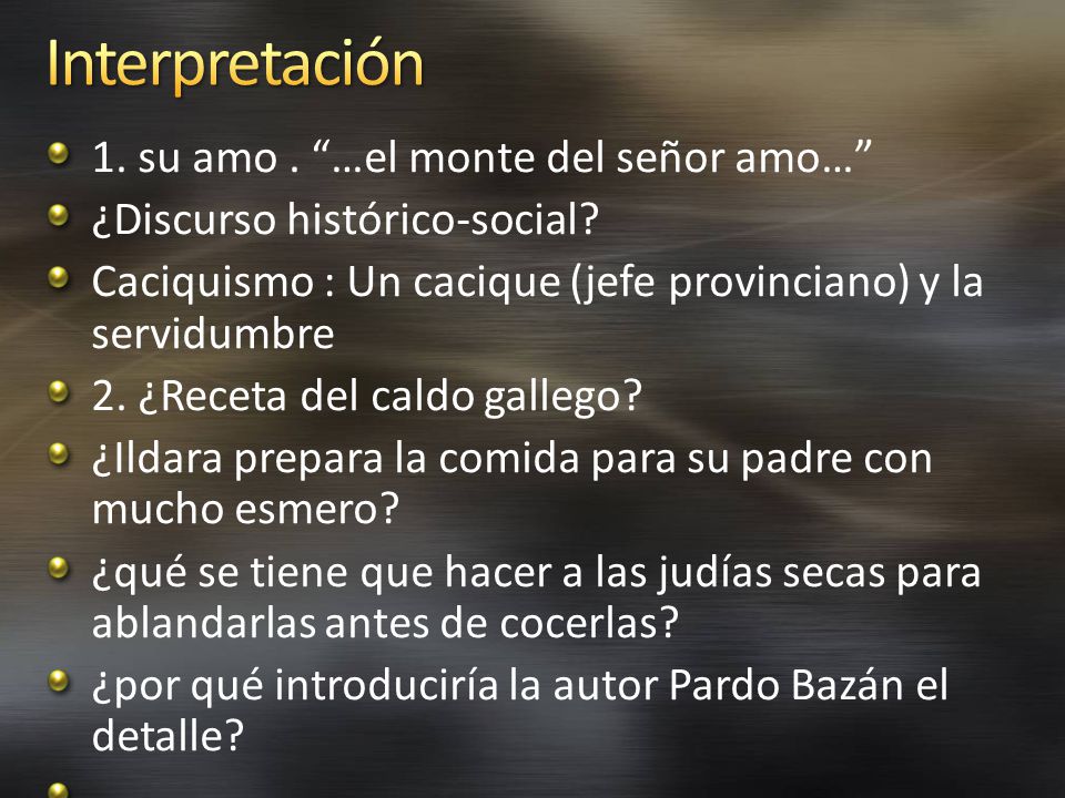 Interpretación 1. su amo . …el monte del señor amo…