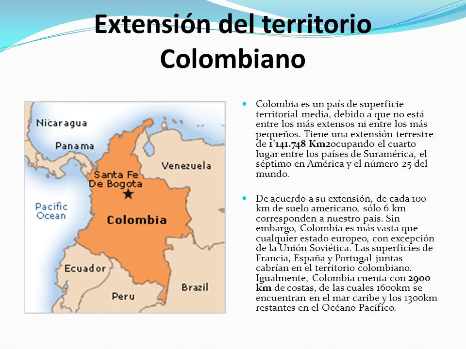 Resultado de imagen para extensión territorial de colombia
