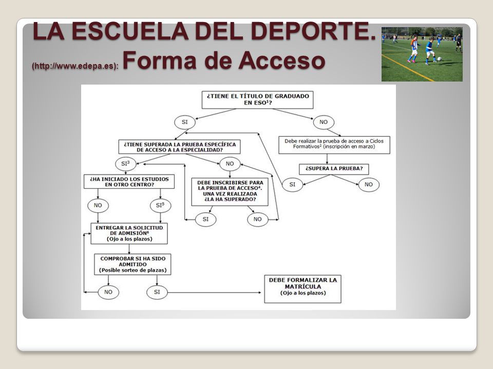 LA ESCUELA DEL DEPORTE. (  Forma de Acceso