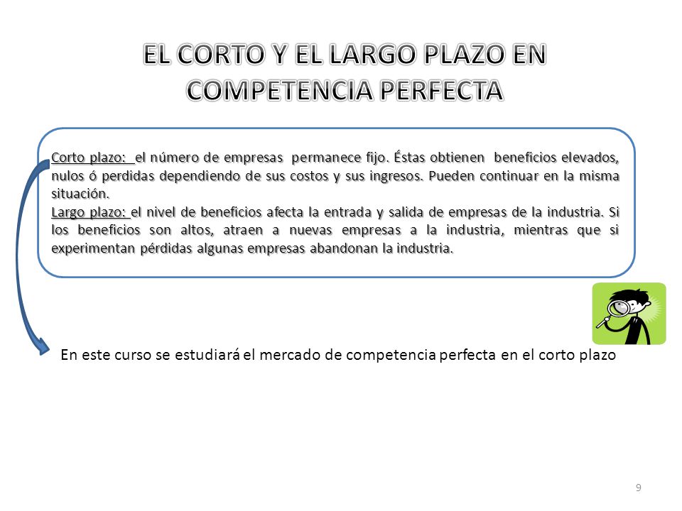 EL CORTO Y EL LARGO PLAZO EN COMPETENCIA PERFECTA