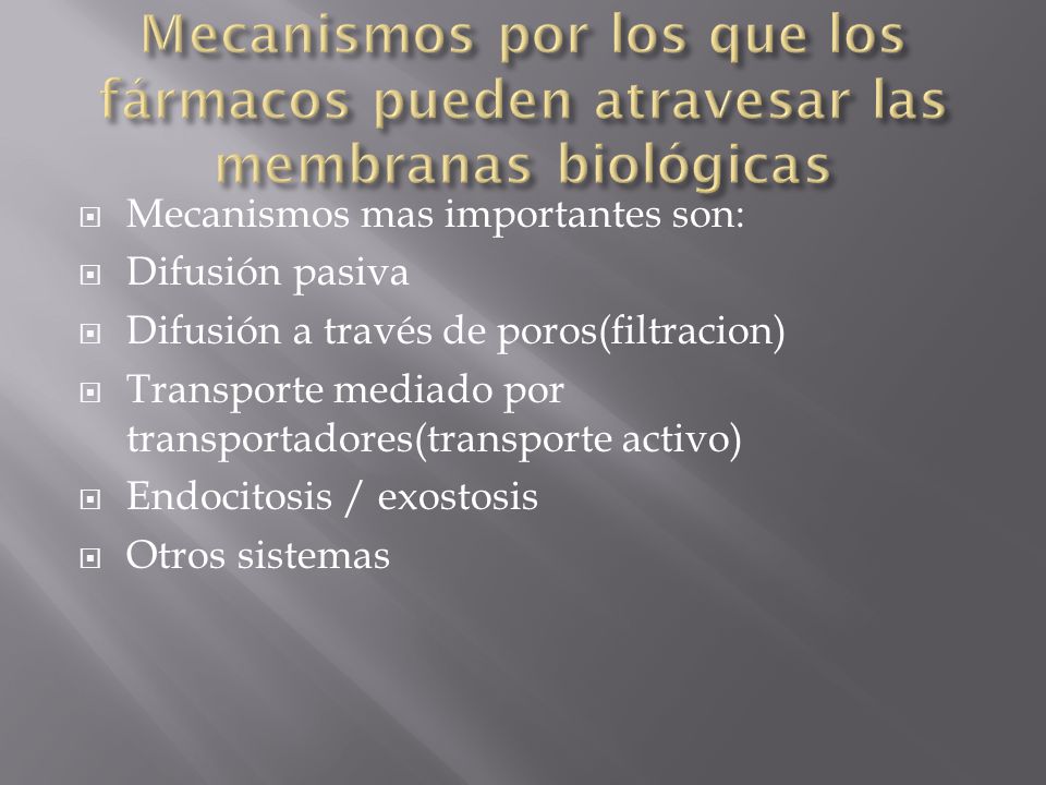 Mecanismos por los que los fármacos pueden atravesar las membranas biológicas