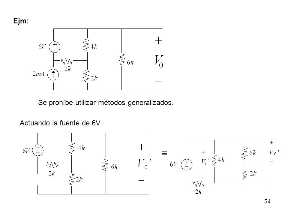 Ejm: Se prohíbe utilizar métodos generalizados. Actuando la fuente de 6V