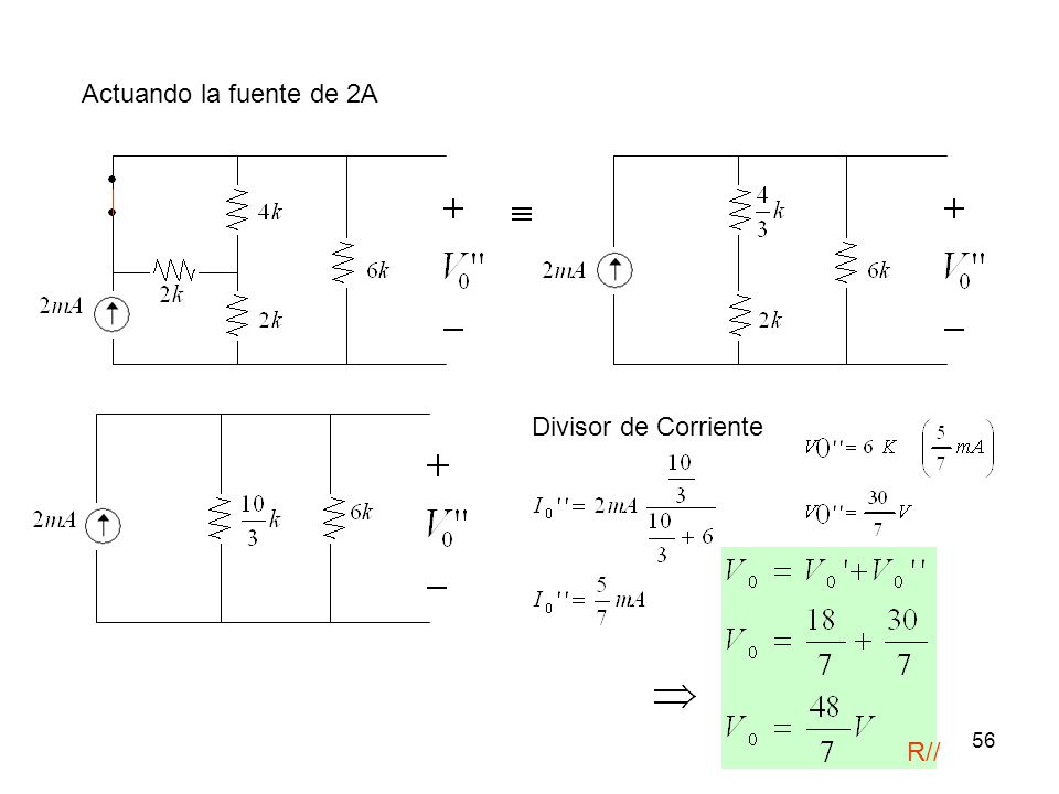 Actuando la fuente de 2A Divisor de Corriente R//
