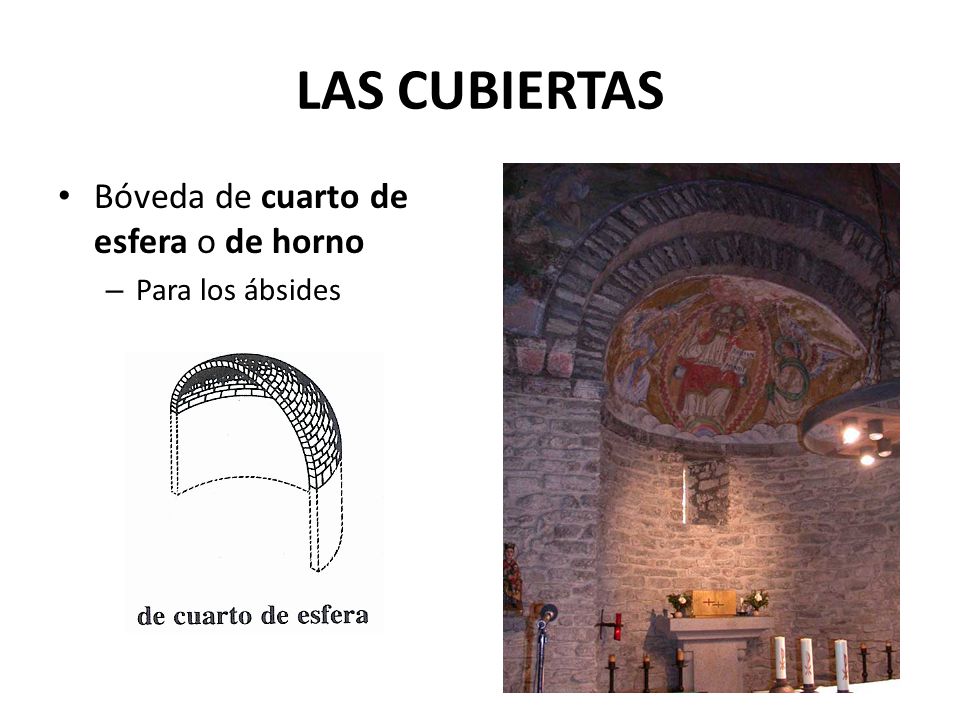 LAS CUBIERTAS Bóveda de cuarto de esfera o de horno Para los ábsides