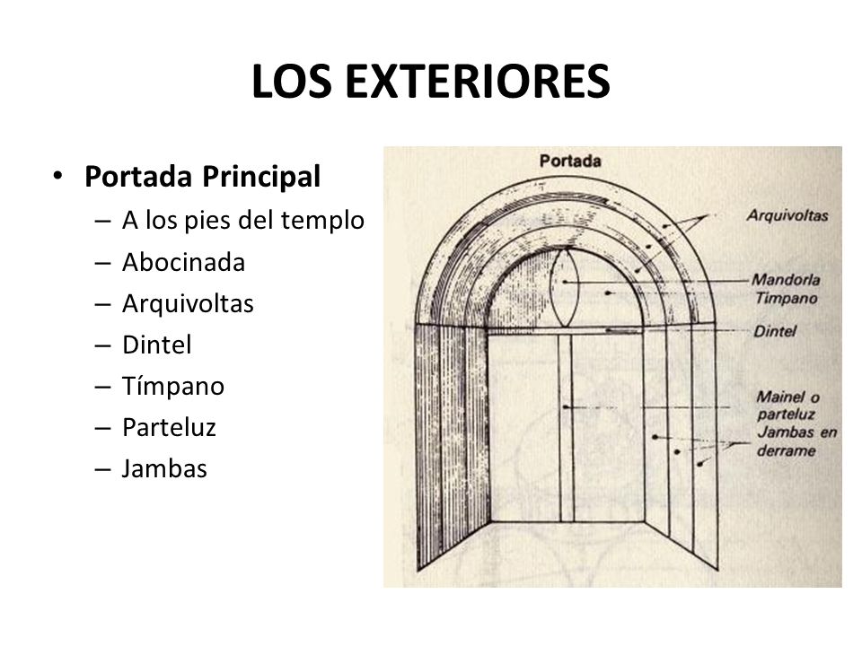 LOS EXTERIORES Portada Principal A los pies del templo Abocinada