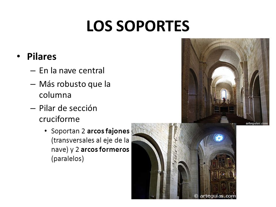 LOS SOPORTES Pilares En la nave central Más robusto que la columna