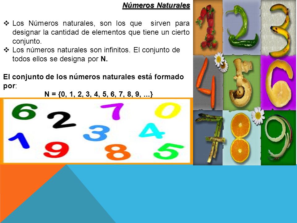 Números Naturales Los Números naturales, son los que sirven para designar la cantidad de elementos que tiene un cierto conjunto.