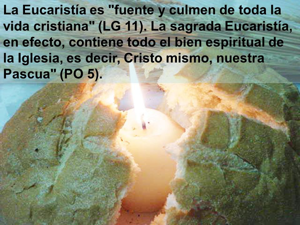 La Eucaristía es fuente y culmen de toda la vida cristiana (LG 11)