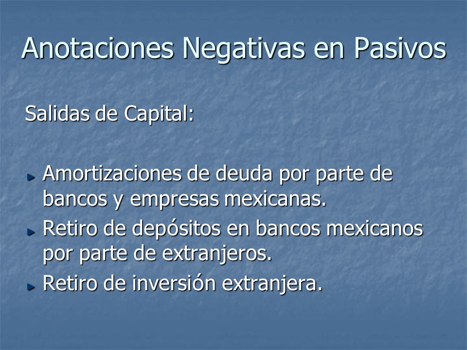 Anotaciones Negativas en Pasivos
