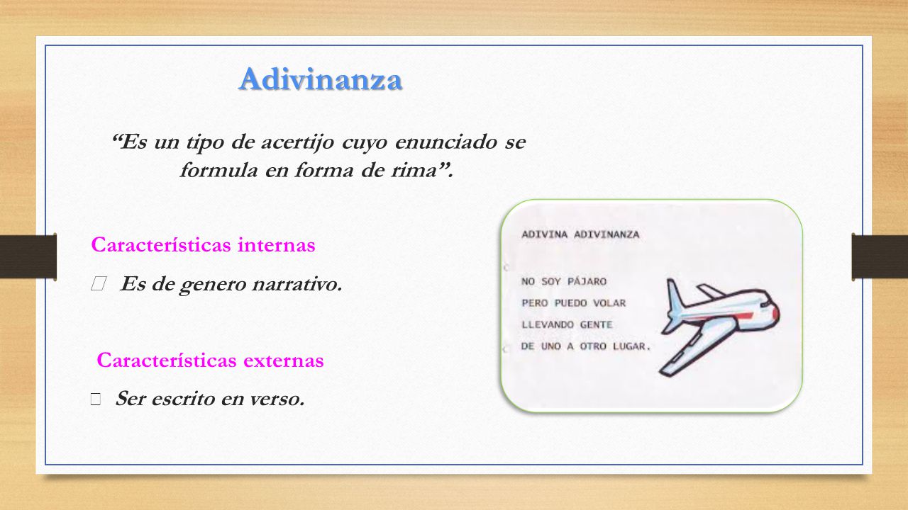 Adivinanza Es un tipo de acertijo cuyo enunciado se formula en forma de rima .