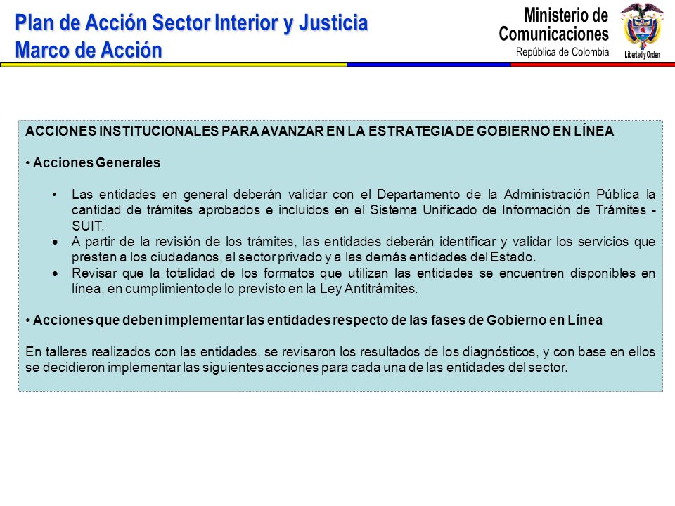 Plan de Acción Sector Interior y Justicia Marco de Acción