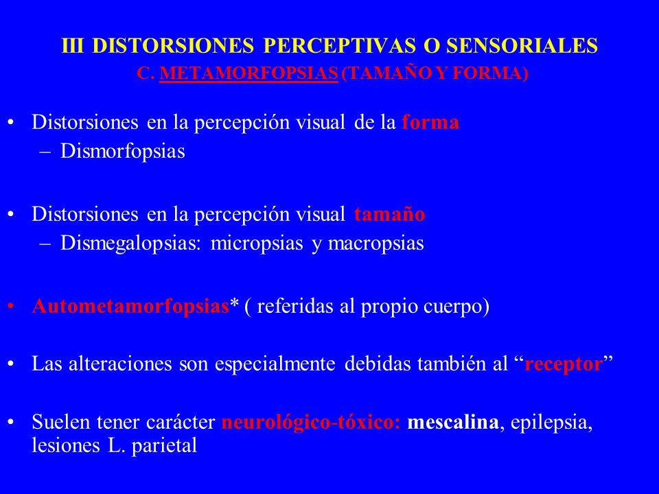 Distorsiones en la percepción visual de la forma Dismorfopsias