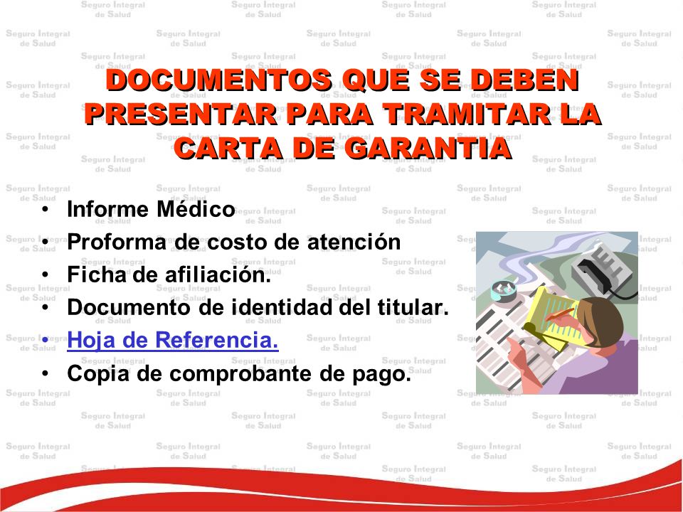 DOCUMENTOS QUE SE DEBEN PRESENTAR PARA TRAMITAR LA CARTA DE GARANTIA