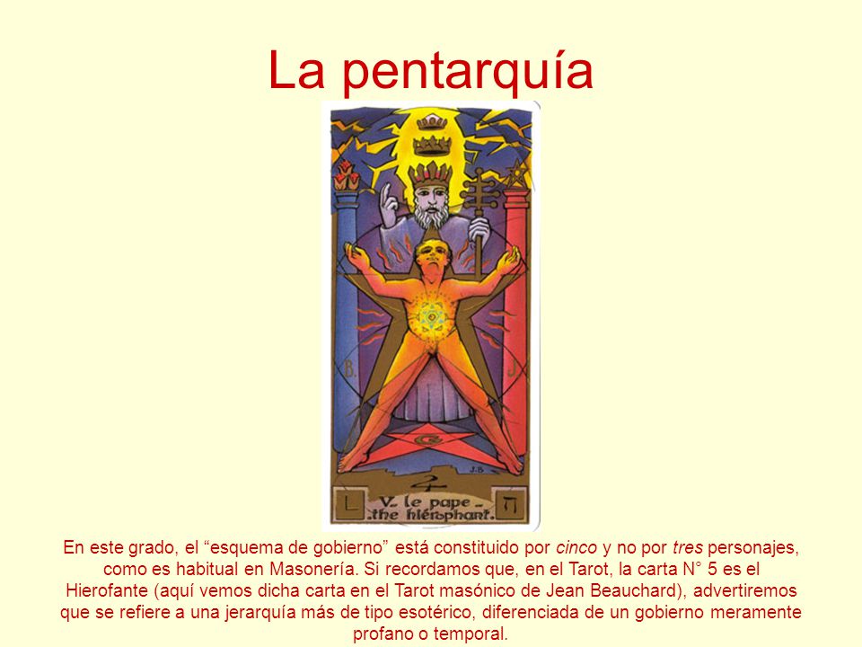 La pentarquía En este grado, el esquema de gobierno está constituido por cinco y no por tres personajes,