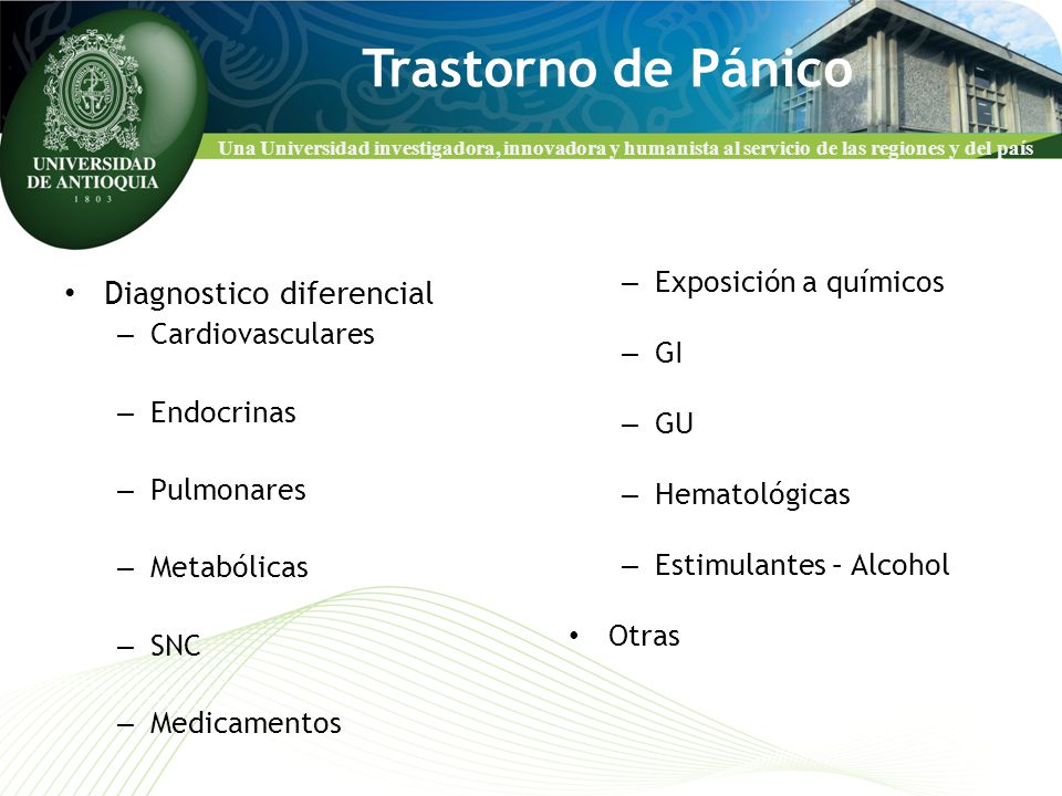 Trastorno de Pánico Diagnostico diferencial Cardiovasculares