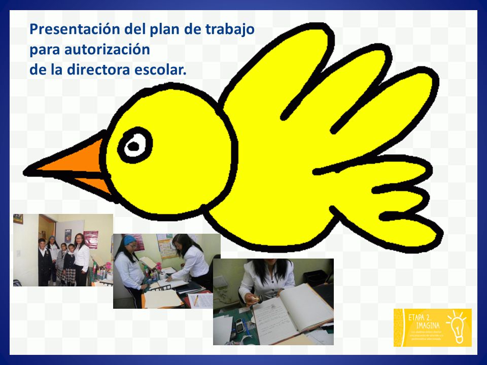 Presentación del plan de trabajo para autorización de la directora escolar.