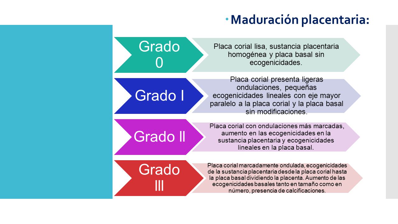Grado 0 Grado I Grado ll Grado lll Maduración placentaria: