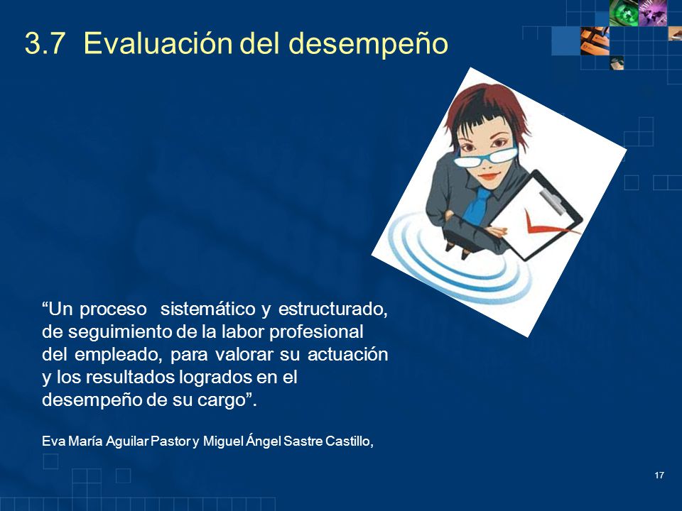 3.7 Evaluación del desempeño