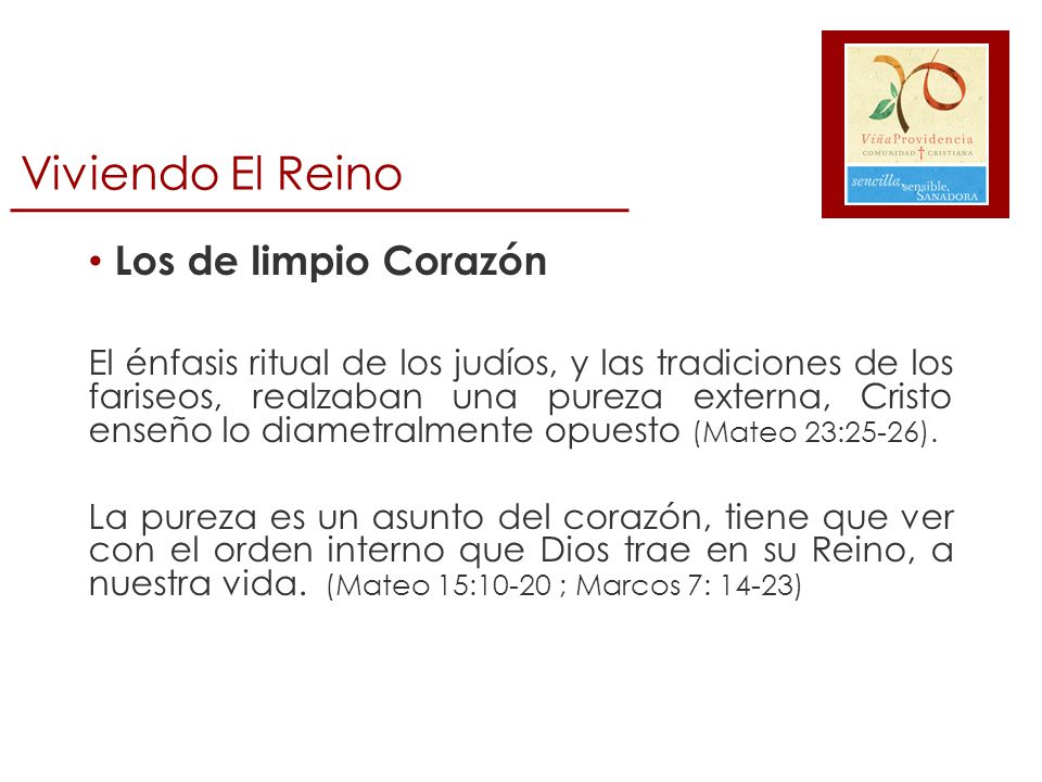 Viviendo El Reino Los de limpio Corazón