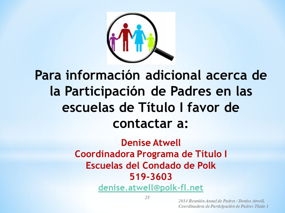 Coordinadora Programa de Título I Escuelas del Condado de Polk