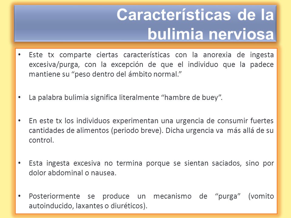 Características de la bulimia nerviosa