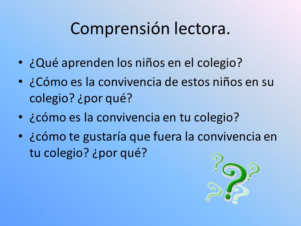 Comprensión lectora. ¿Qué aprenden los niños en el colegio