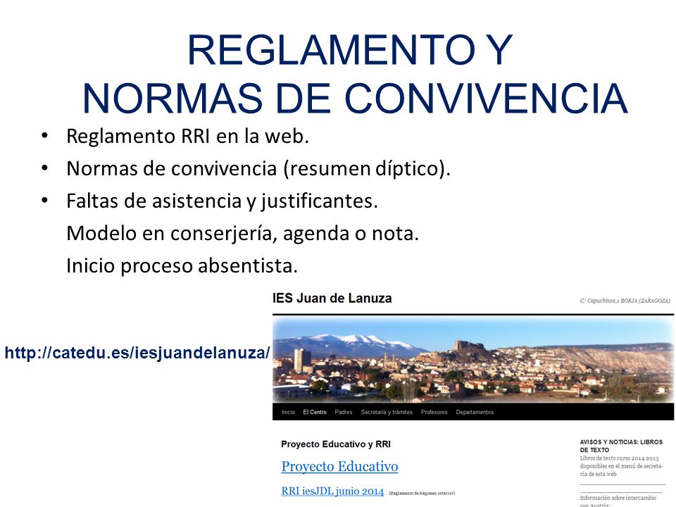 REGLAMENTO Y NORMAS DE CONVIVENCIA Reglamento RRI en la web.