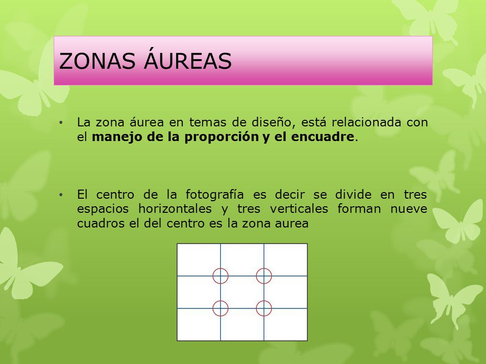 ZONAS ÁUREAS La zona áurea en temas de diseño, está relacionada con el manejo de la proporción y el encuadre.