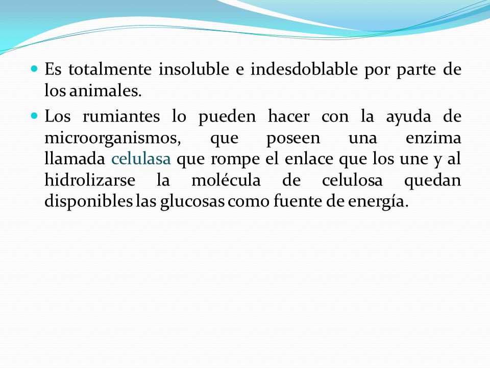 Es totalmente insoluble e indesdoblable por parte de los animales.