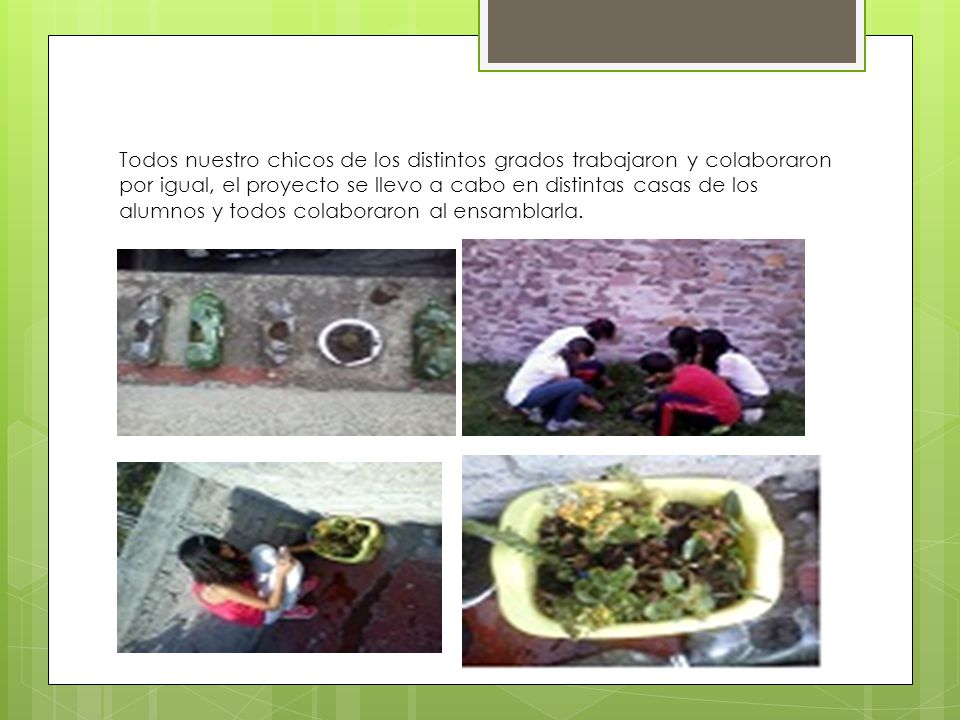 Todos nuestro chicos de los distintos grados trabajaron y colaboraron por igual, el proyecto se llevo a cabo en distintas casas de los alumnos y todos colaboraron al ensamblarla.