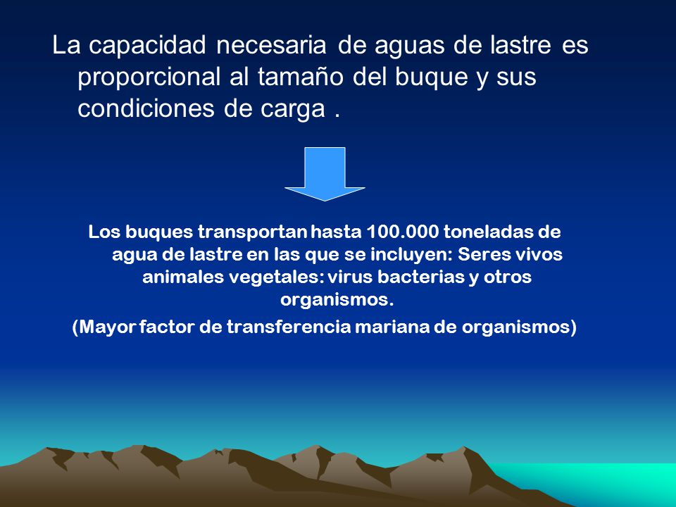 (Mayor factor de transferencia mariana de organismos)